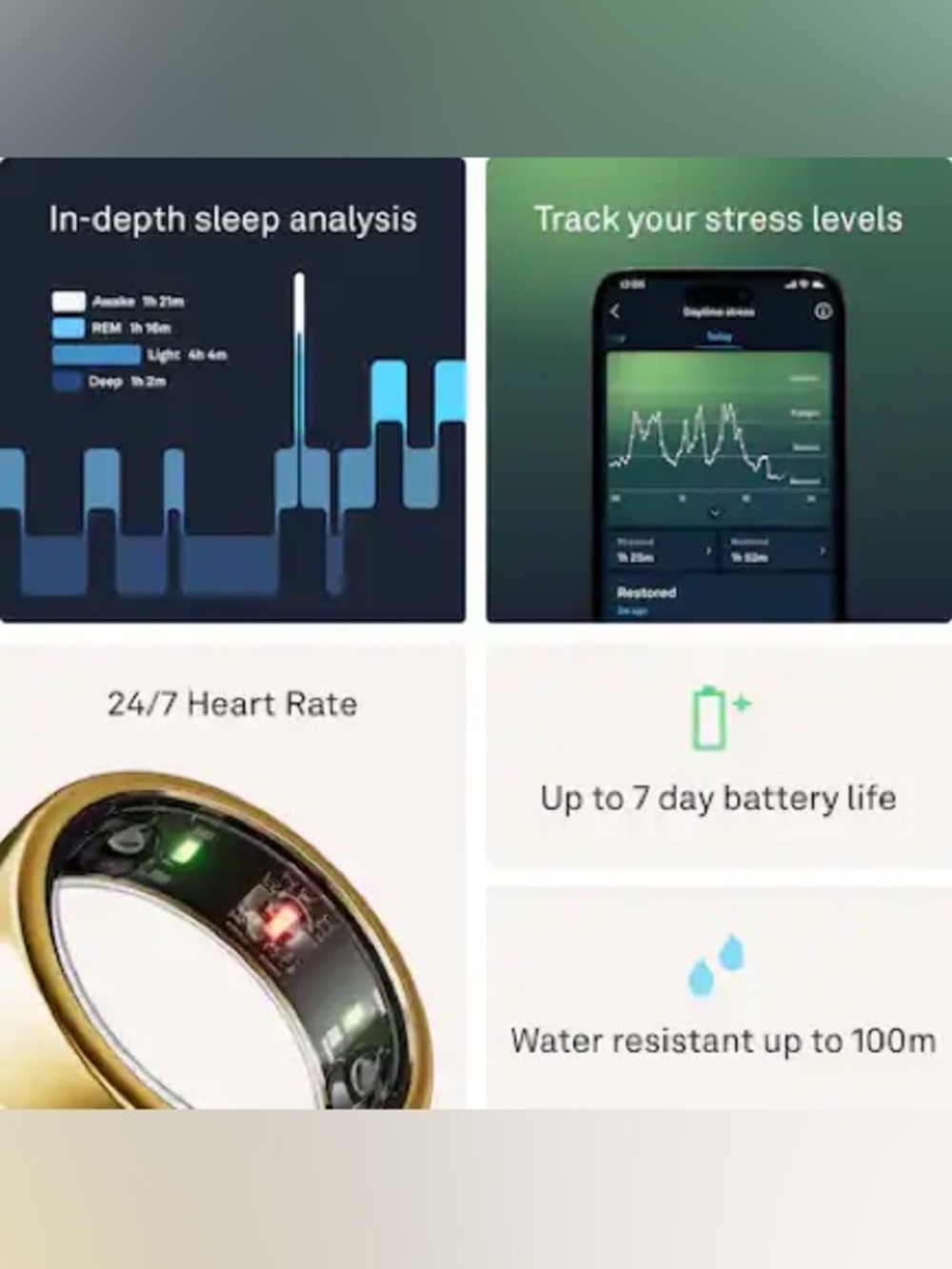 Oura Ring Gen 3 - Gold - Size 8 Smart Ring With Charging Dock - Picture 6 of 8